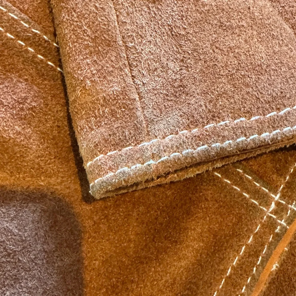 Topshop Genuine Leather Rust Brown Mini Skirt Front Zip Size US 8 - Picture 8 of 8